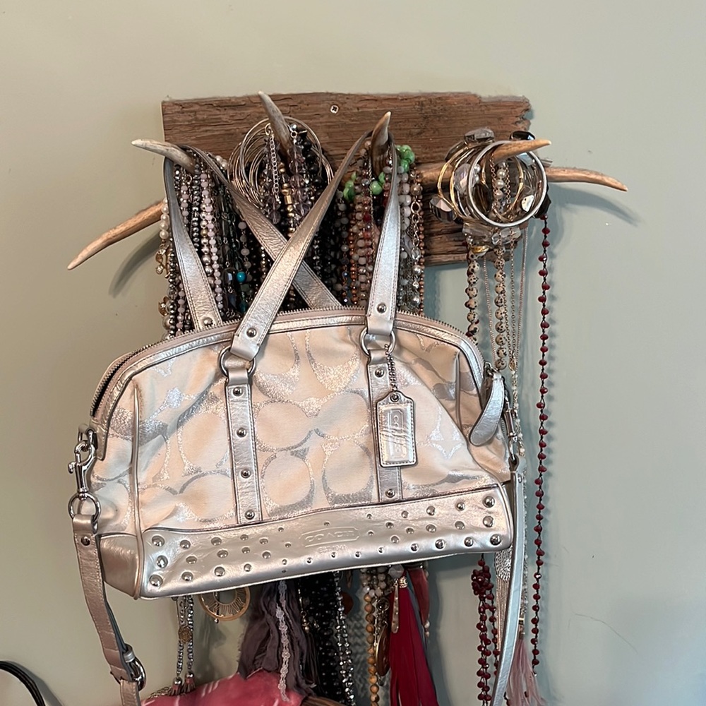 Silver coach handbag